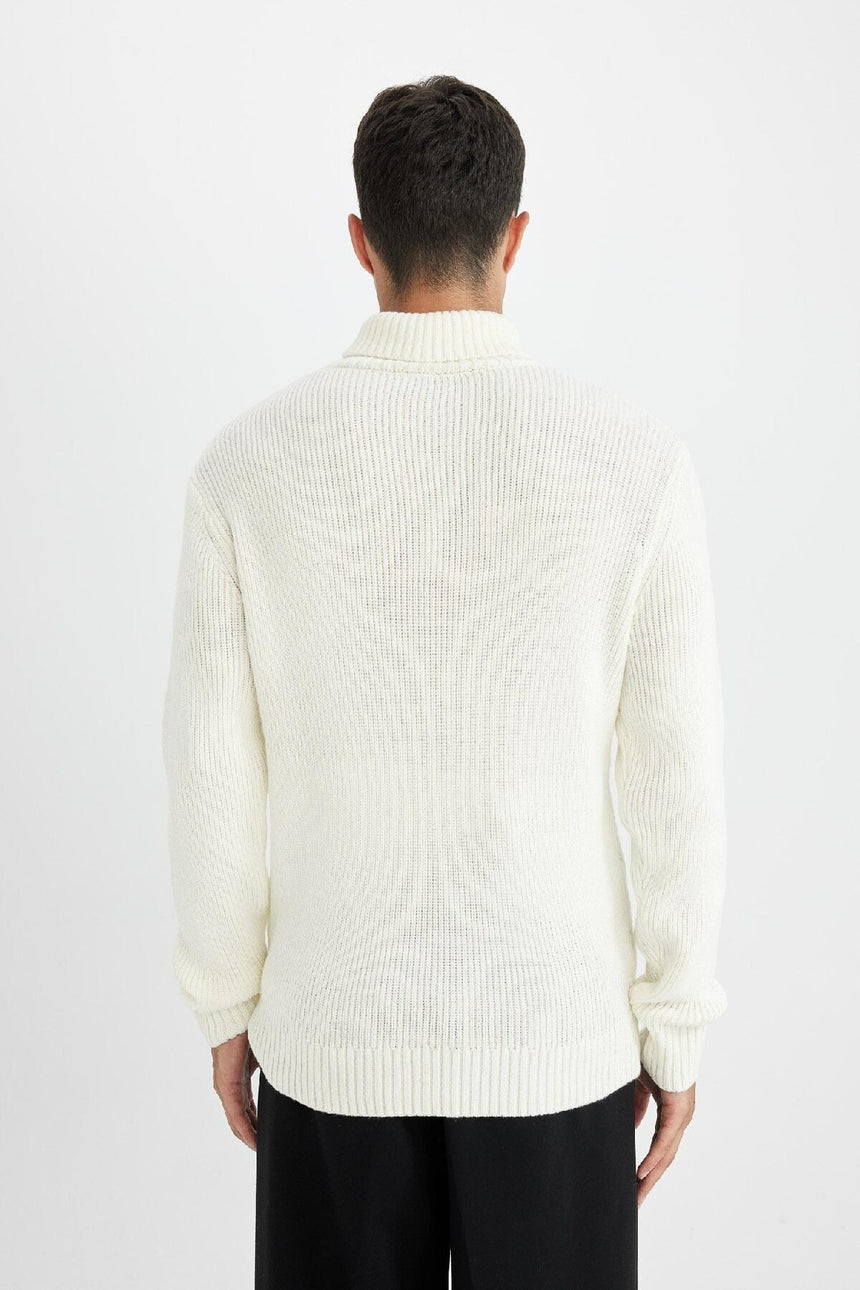 Defacto Erkek Pullover A9517Ax - Kırık Beyaz