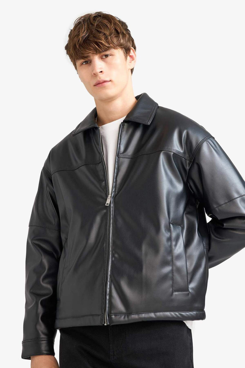 Defacto Erkek PU Mont F5011AX - Siyah