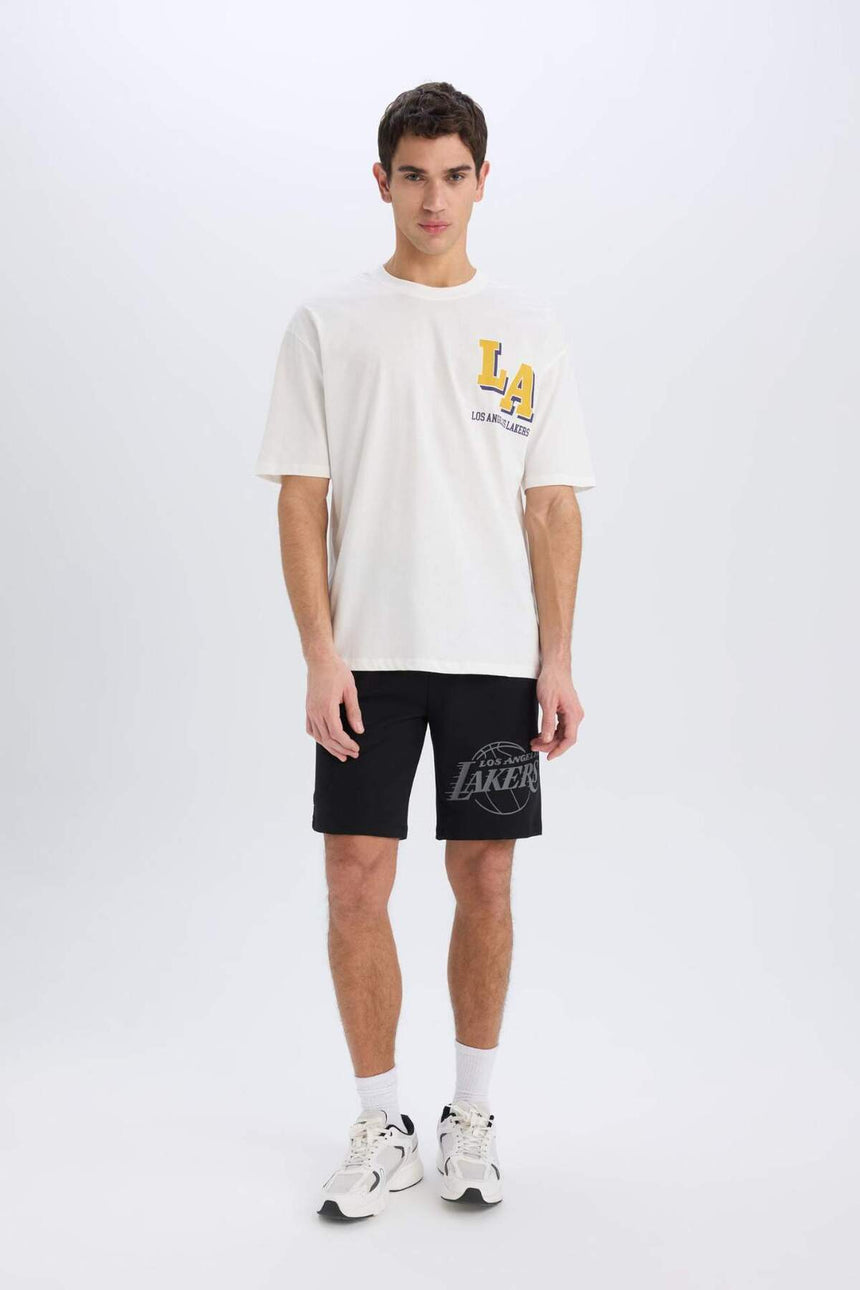 DeFacto Erkek Oversize T-Shirt B3894AX - Ekru