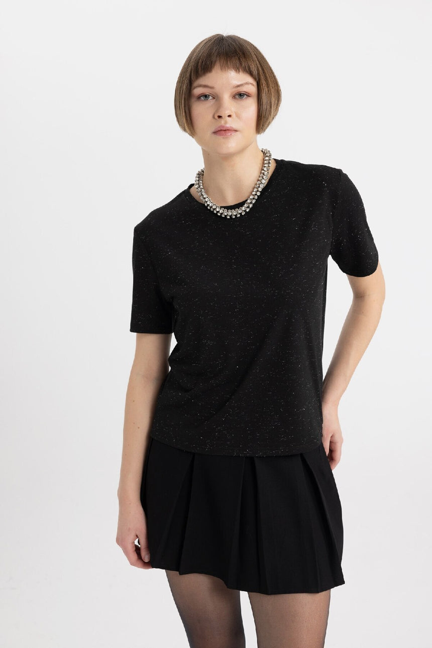 DeFacto C1662AX Kadın T-Shirt - Siyah