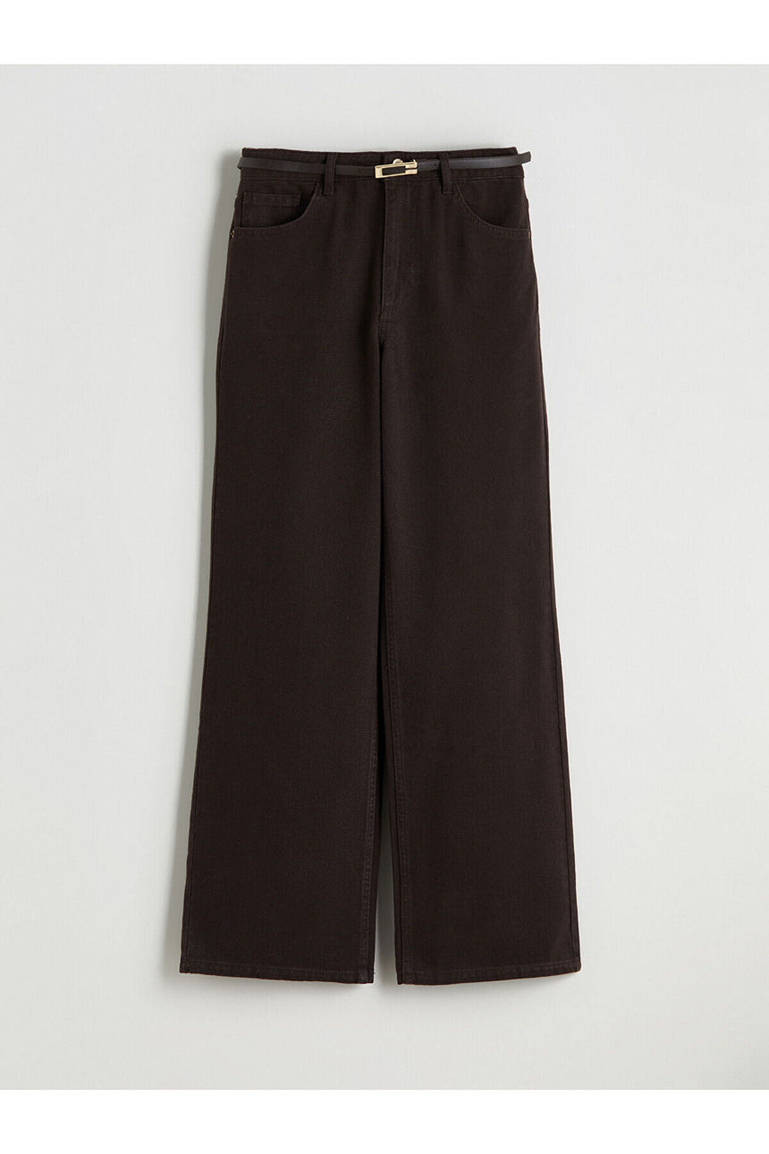 Lcw Kadın Pnt,Wideleg-Brown-Belt-Tkm W5Dg21F8 - Koyu Kahverengi