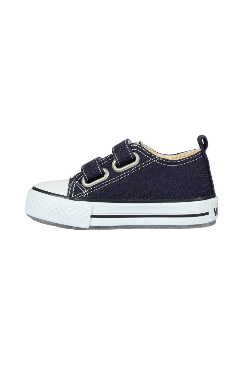Sporline Vicco lacivert deri ve tekstil çocuk sneaker, cırt cırtlı tasarım ve beyaz burun detaylı