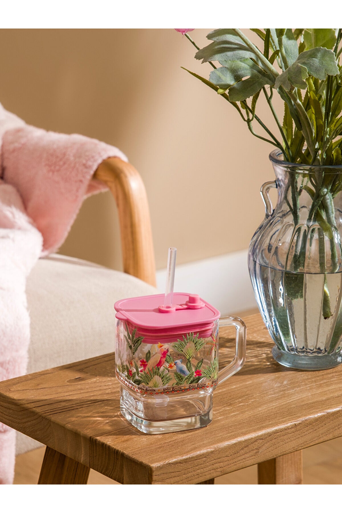 LC Waikiki Home Baskılı Pipetli Cam Bardak S6IA14B8 - Karışık