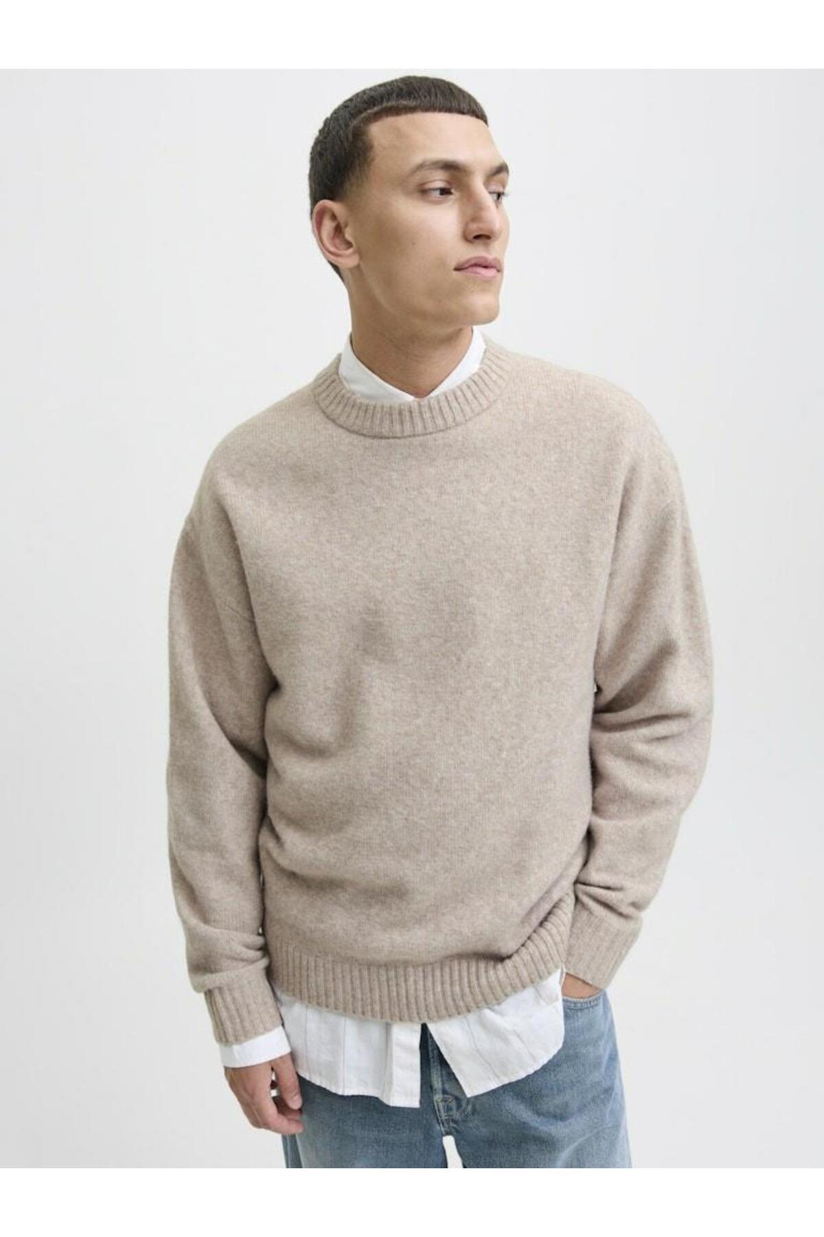 Jack & Jones Ollie Erkek Triko Kazak 12278924 - Gri / Mavi