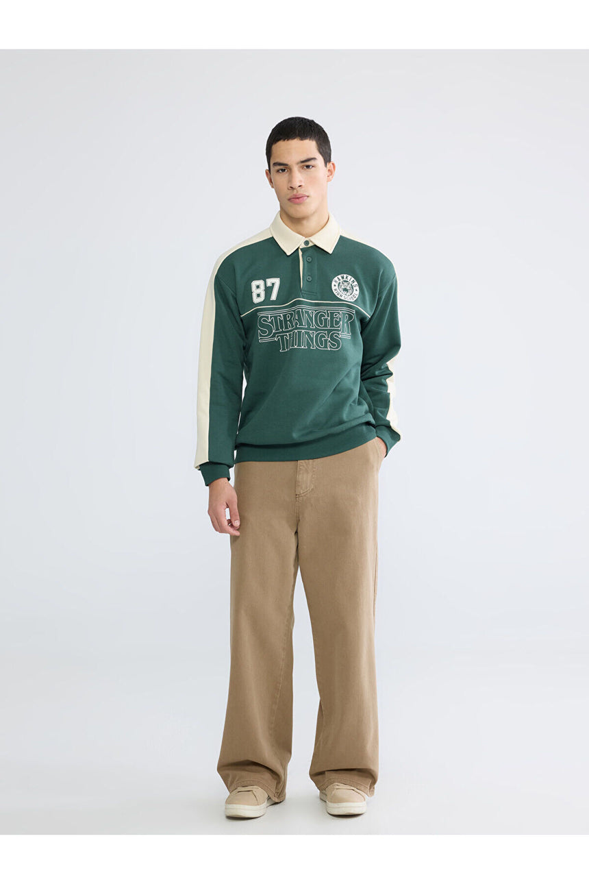 LC Waikiki Erkek Sweatshirt W5NV03B8 - Koyu Yeşil