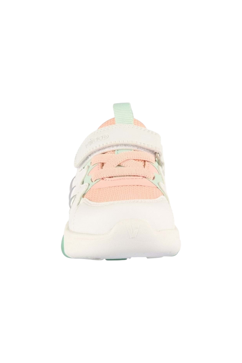 Sporline Vicco pudra pembe suni deri çocuk sneaker, cırt cırtlı ve bağcıklı tasarım, ön görünüm