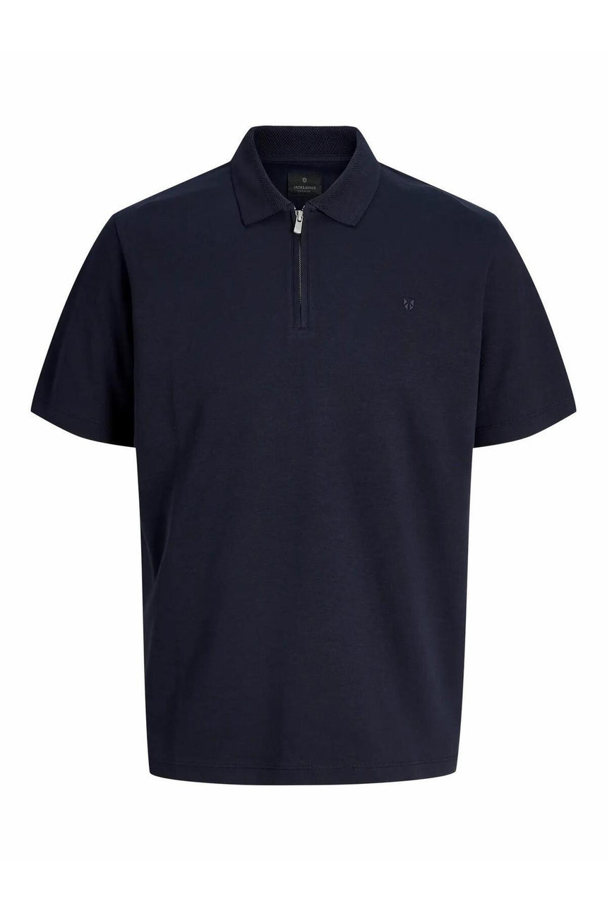 JACK&JONES JPRBLAETHAN SS ZIP POLO SN 12292992 - Koyu Mavi