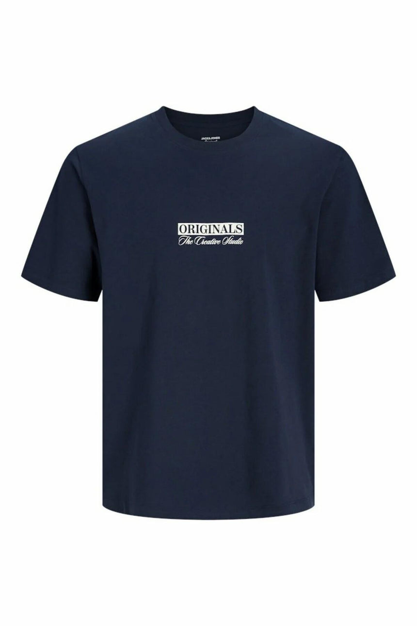 JACK&JONES JORSAVONA BOX TEE SS CN STYD SS26 12310070 - Koyu Mavi