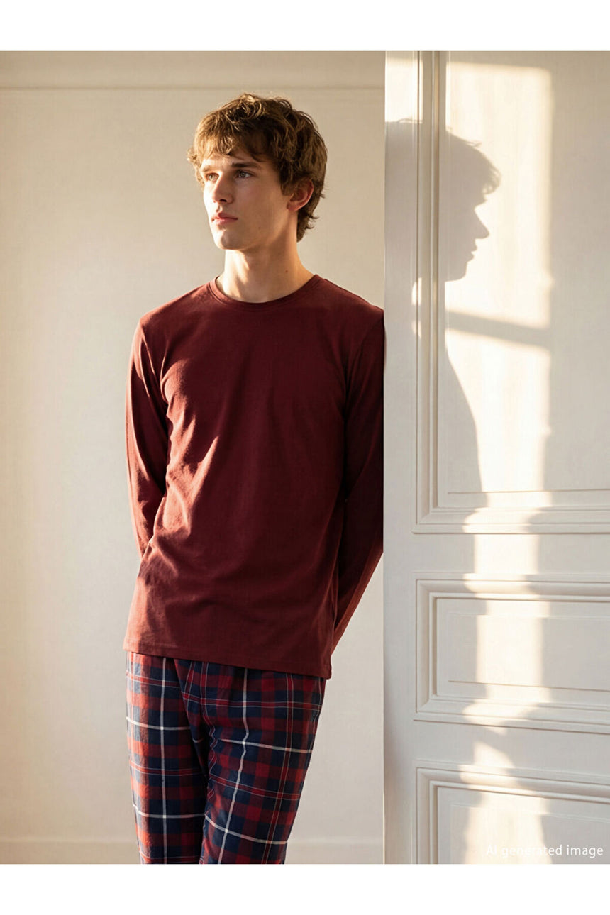 LC Waikiki Erkek Pijama Takımı S68815H8 - Bordo