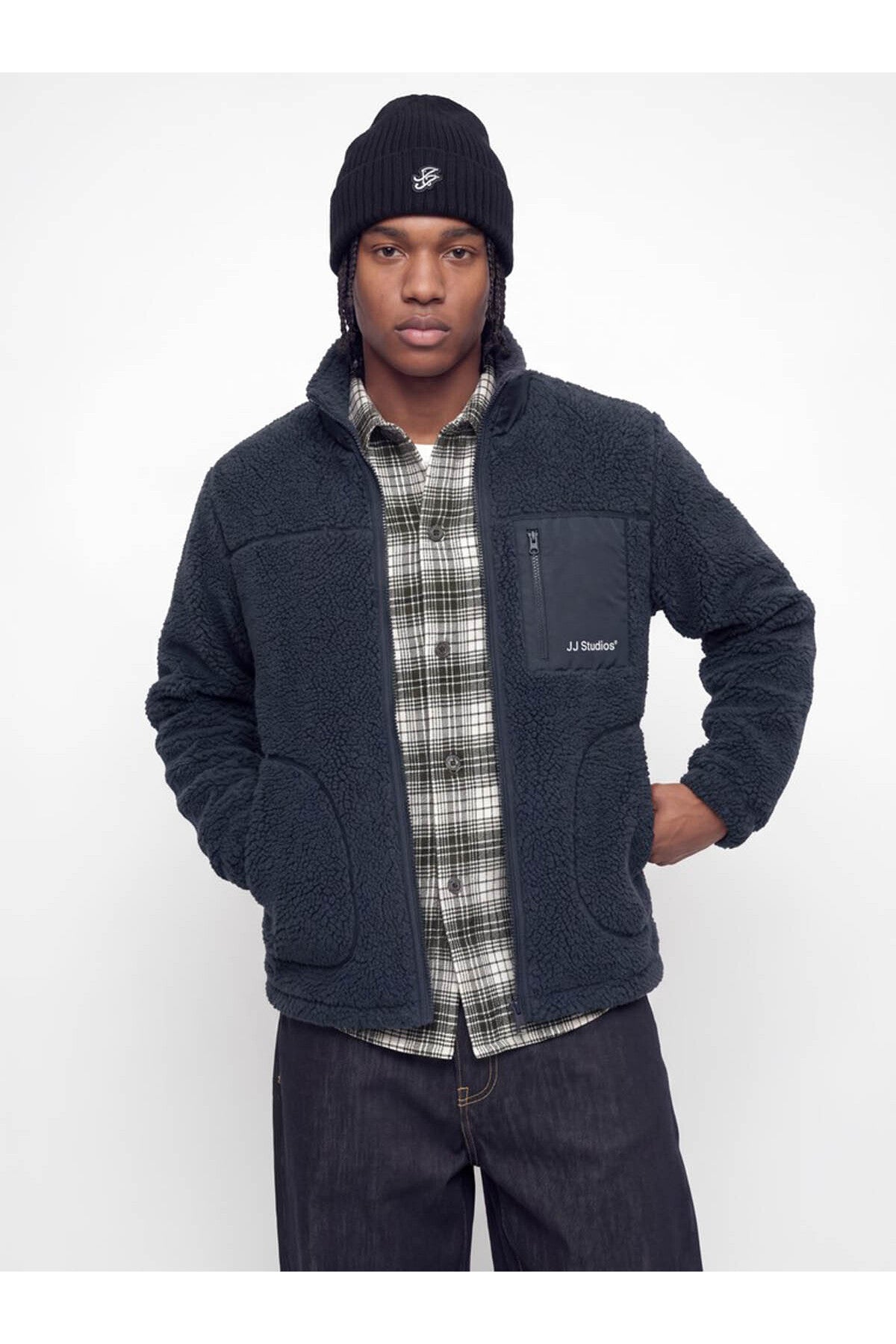 Jack & Jones Soho Erkek Peluş Mont 12299491 - Koyu Gri