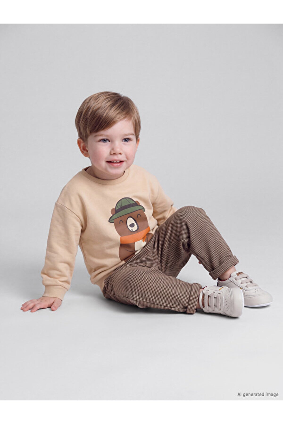 LC Waikiki Erkek Bebek Sweatshirt Pantolon Takımı W6E031D1 - Açık Kahve