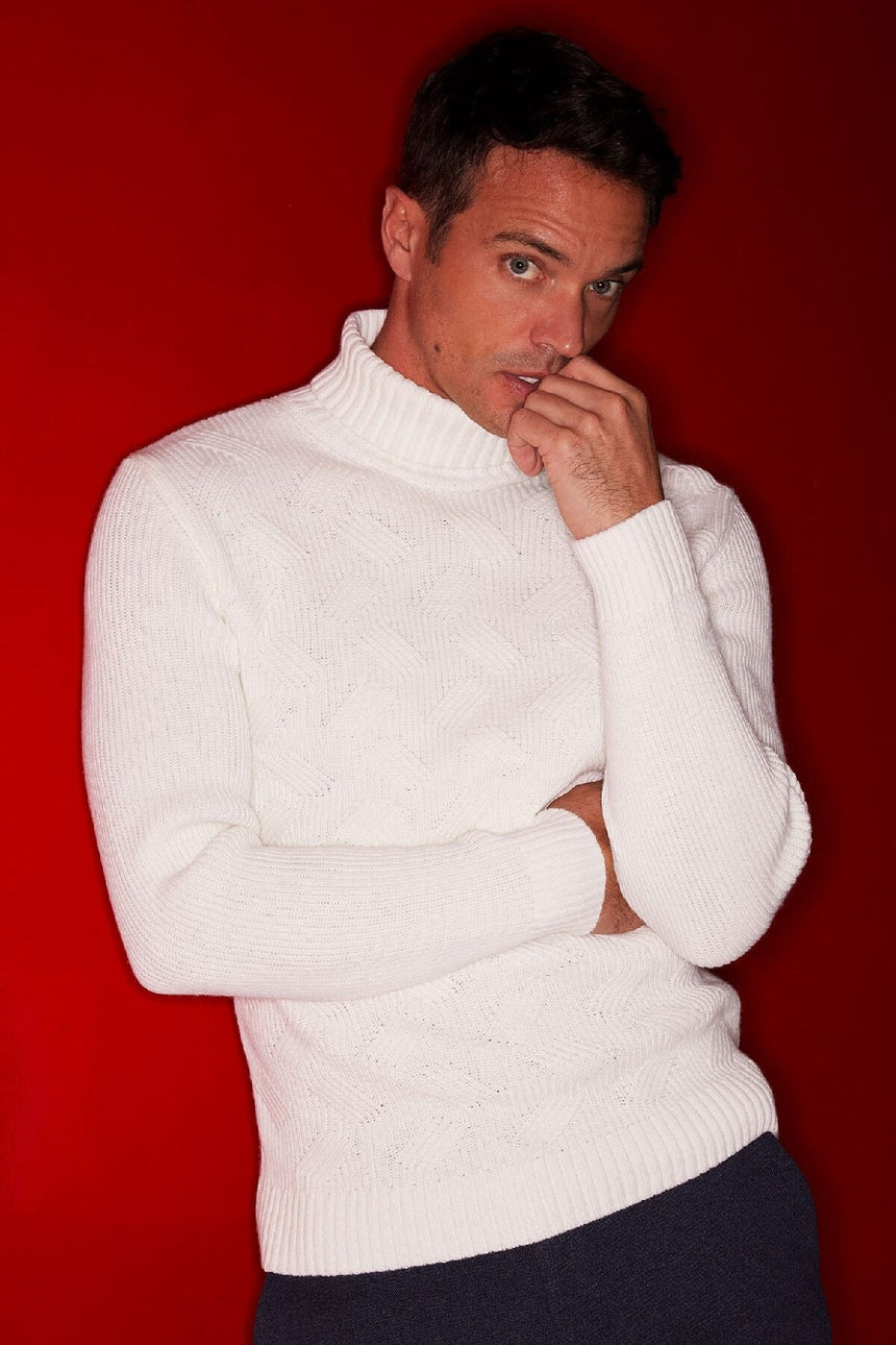 Defacto Erkek Pullover A9517Ax - Kırık Beyaz