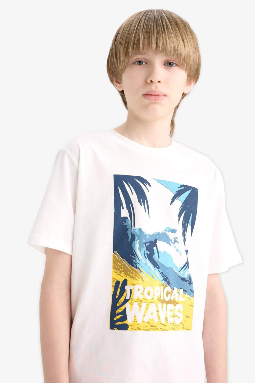 DeFacto F0171A8 Çocuk T-Shirt - Ekru