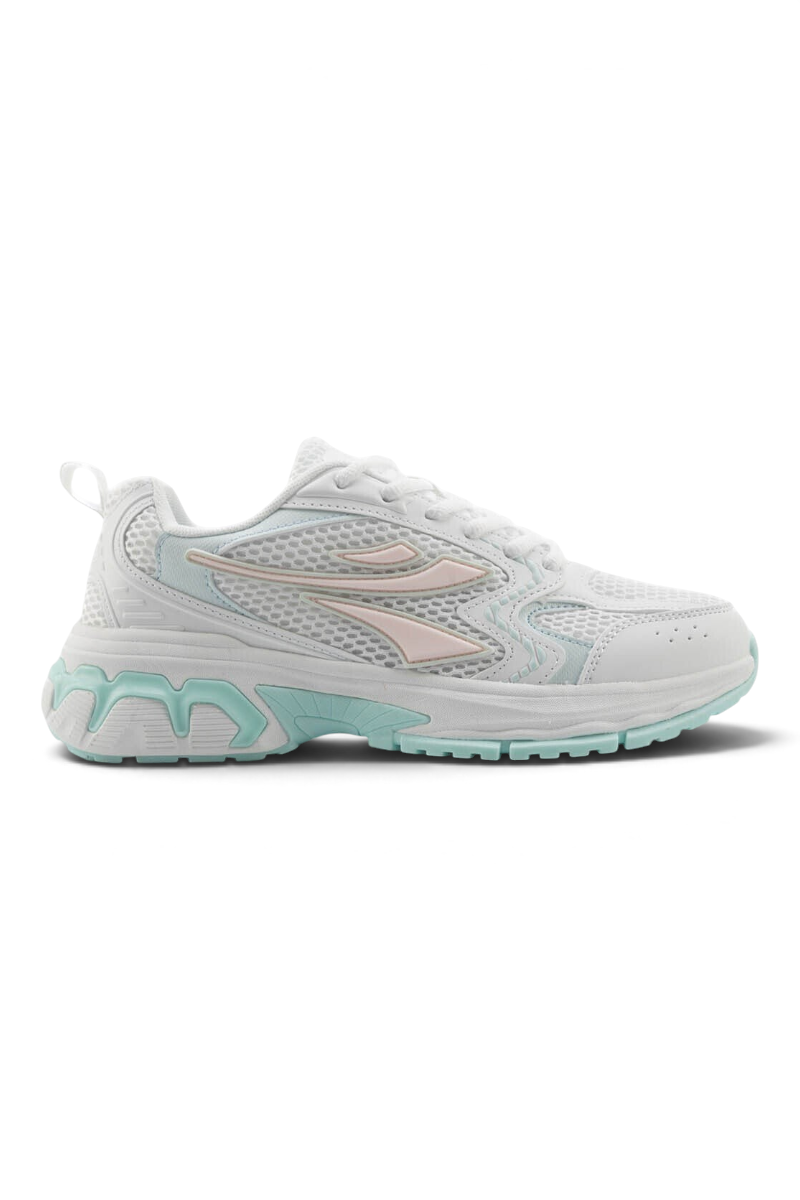 Sporline Lumberjack beyaz kadın sneaker, tekstil ve PU karışımlı, yan kısımlarında pastel detaylı spor ayakkabı.