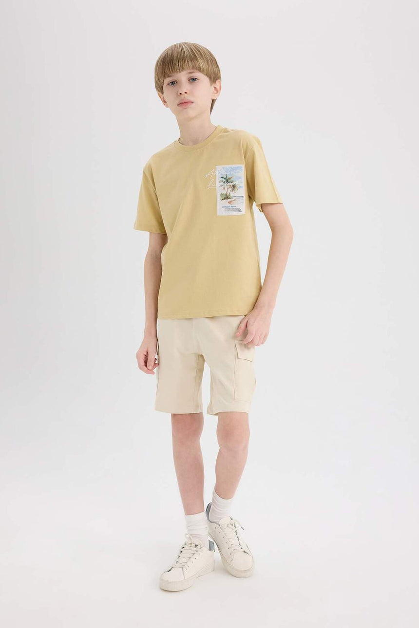 Defacto Çocuk Short Sleeve T-Shirt E3743A8 - Açık Kahve