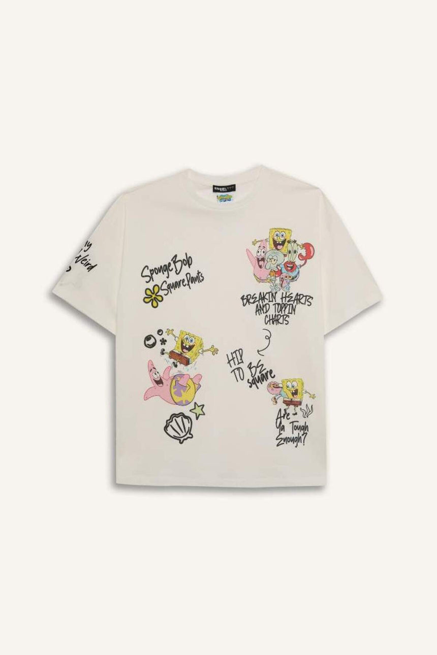 DeFacto Kadın Oversize Kısa Kollu T-Shirt D9124AX - Kırık Beyaz