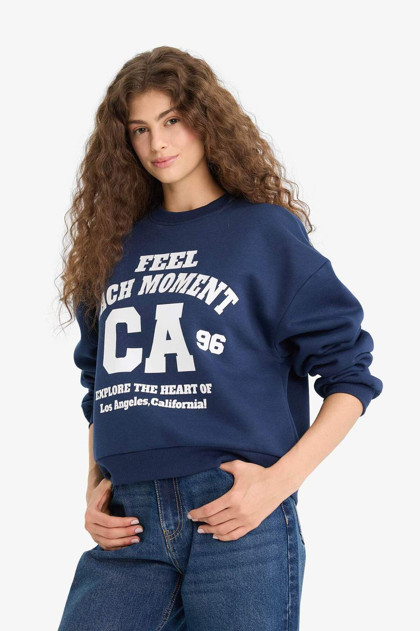 DeFacto Kadın Sweatshirt E8746AX - Koyu Lacivert