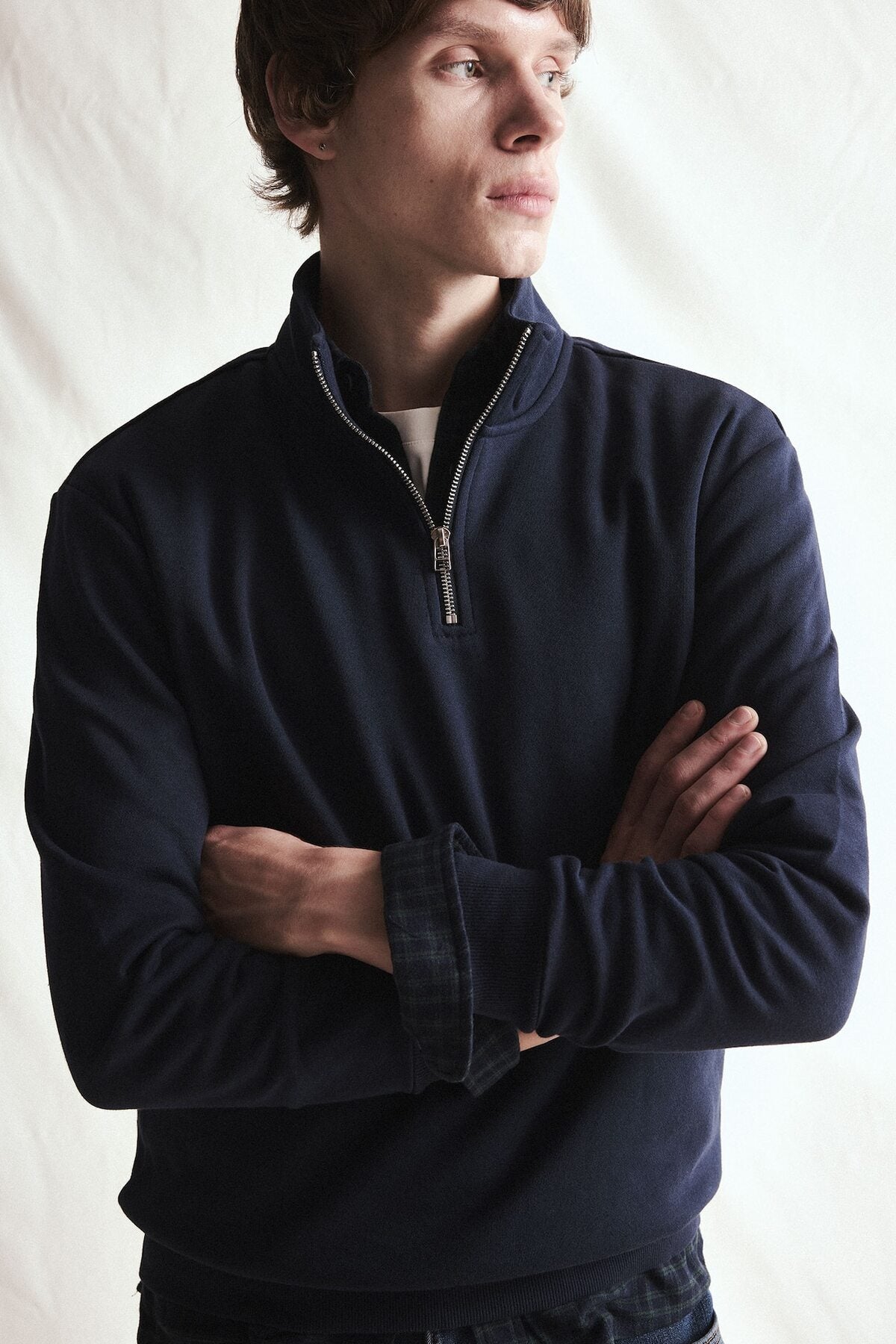 DeFacto Erkek Yarım Fermuarlı Sweatshirt X7405AZ - Koyu Lacivert