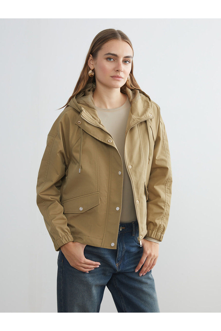 LC Waikiki Kadın Oversize Rüzgarlık W52595E8 - Koyu Yeşil