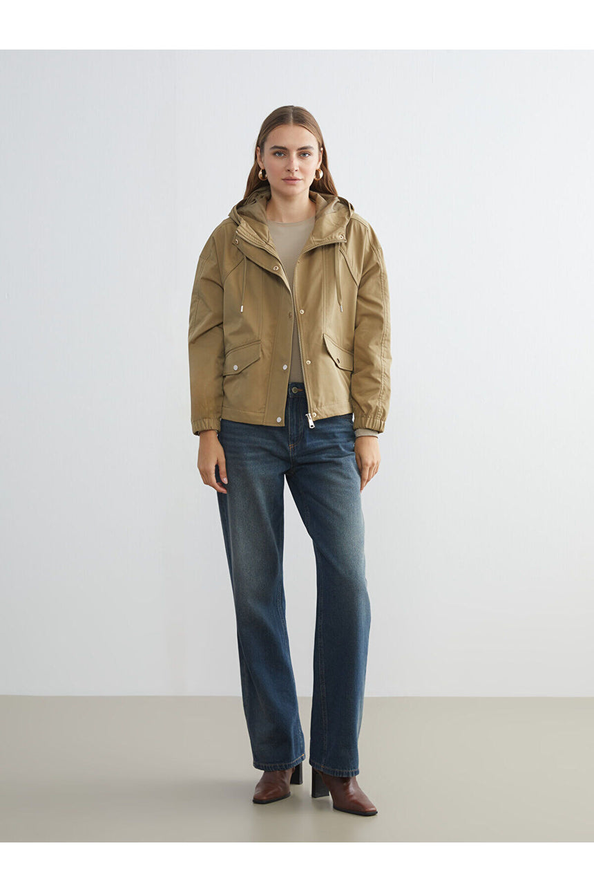 LC Waikiki Kadın Oversize Rüzgarlık W52595E8 - Koyu Yeşil