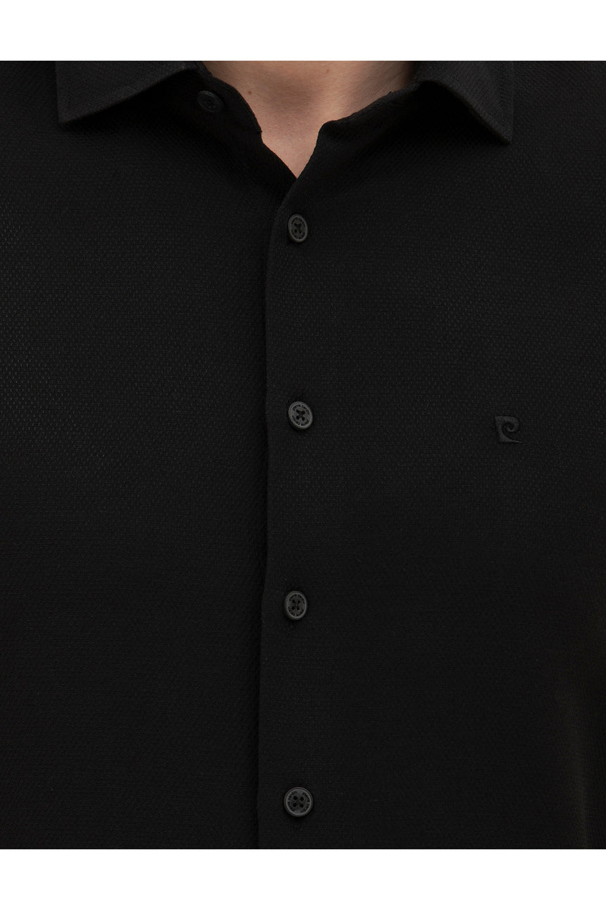 pierre cardin erkek dokuma gömlek 1833420 - Siyah