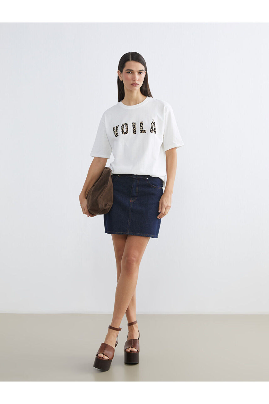 LC Waikiki Kadın Kısa Kollu T-Shirt S6EH01M8 - Ekru