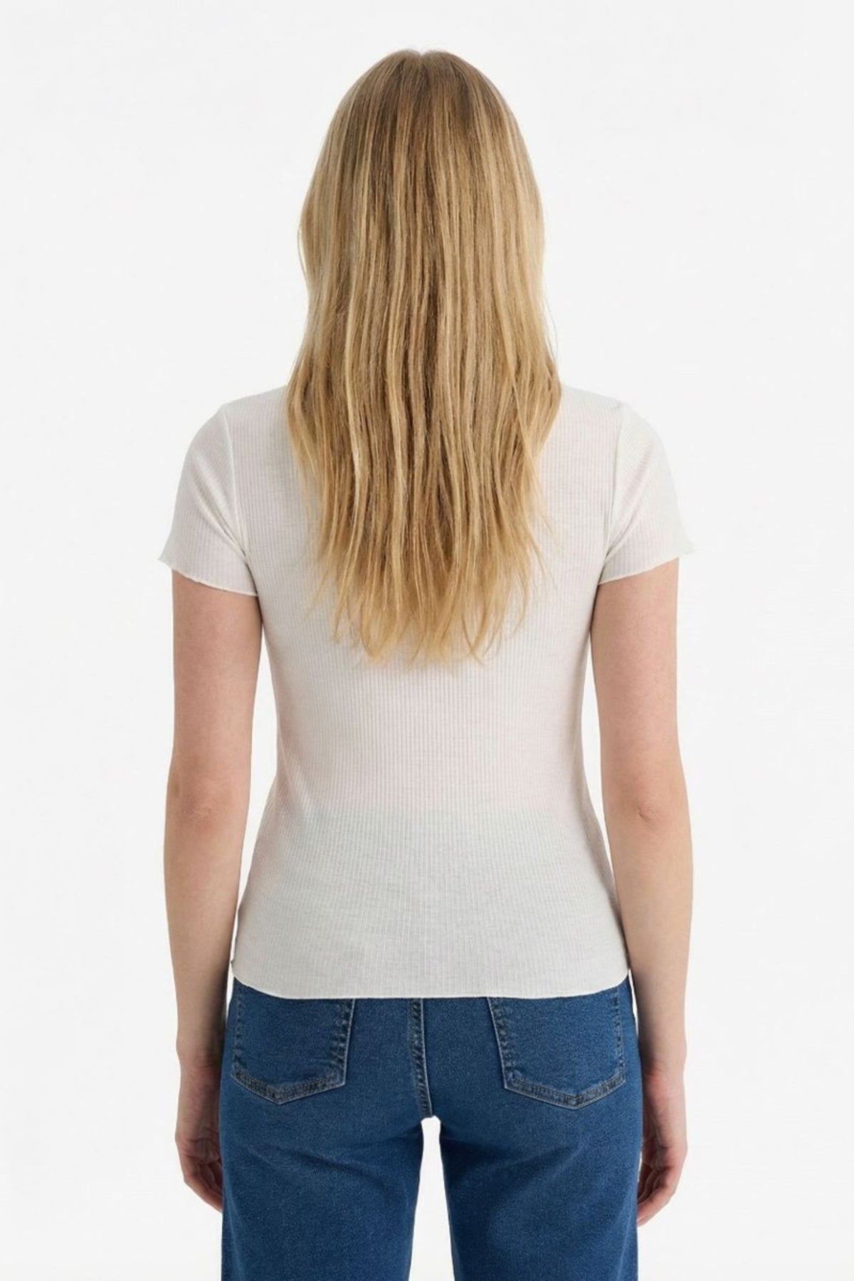 DeFacto Kadın Kısa Kollu T-Shirt K7064AZ - Kırık Beyaz