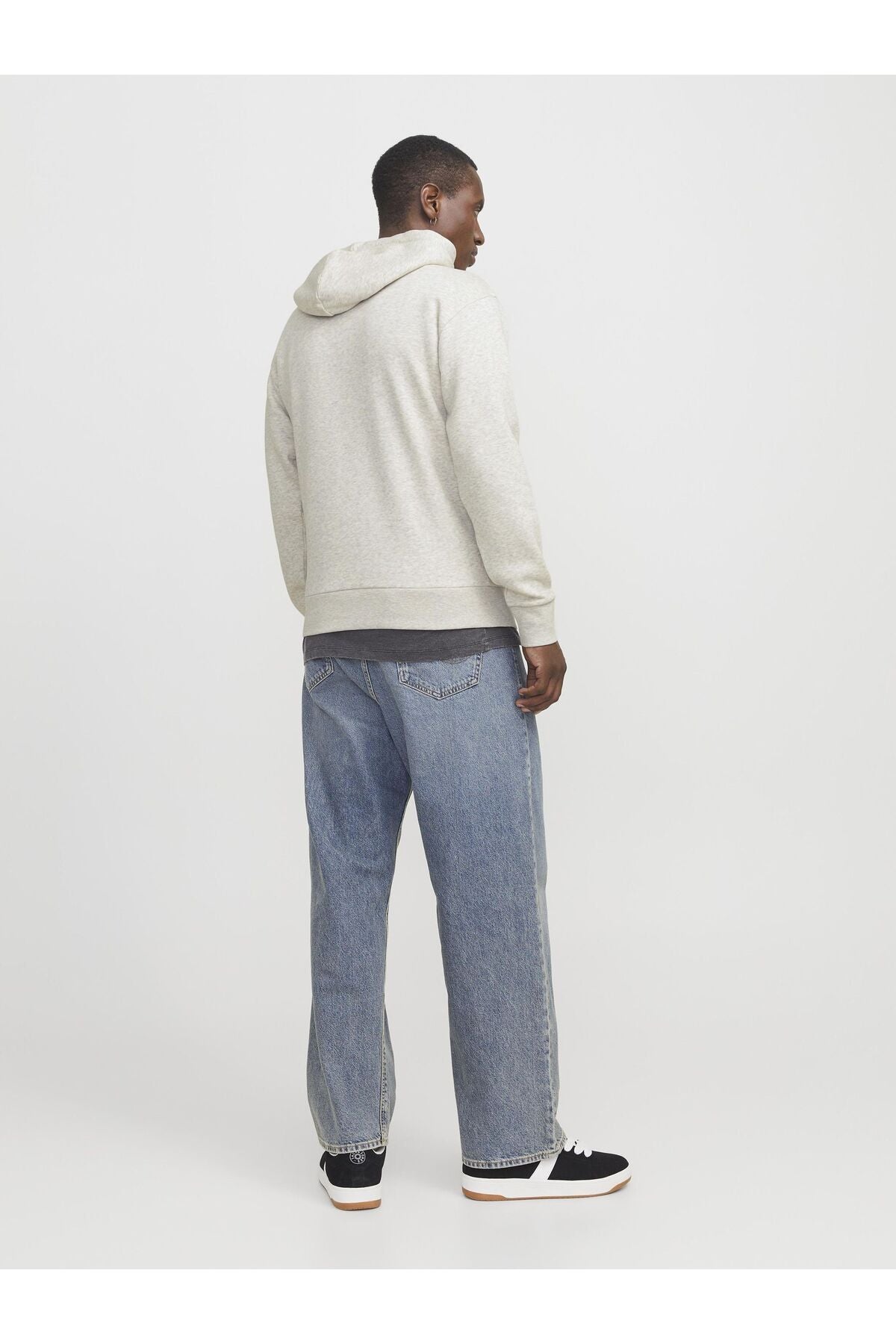 Jack & Jones Corp Graphic Erkek Kapüşonlu Sweatshirt 12268422 - Beyaz / Gri