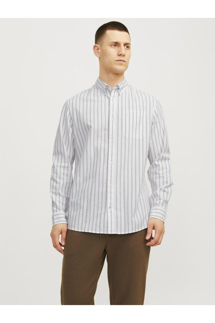JACK&JONES JJEOXFORD SHIRT LS NOOS 12182486 - Açık Kahverengi