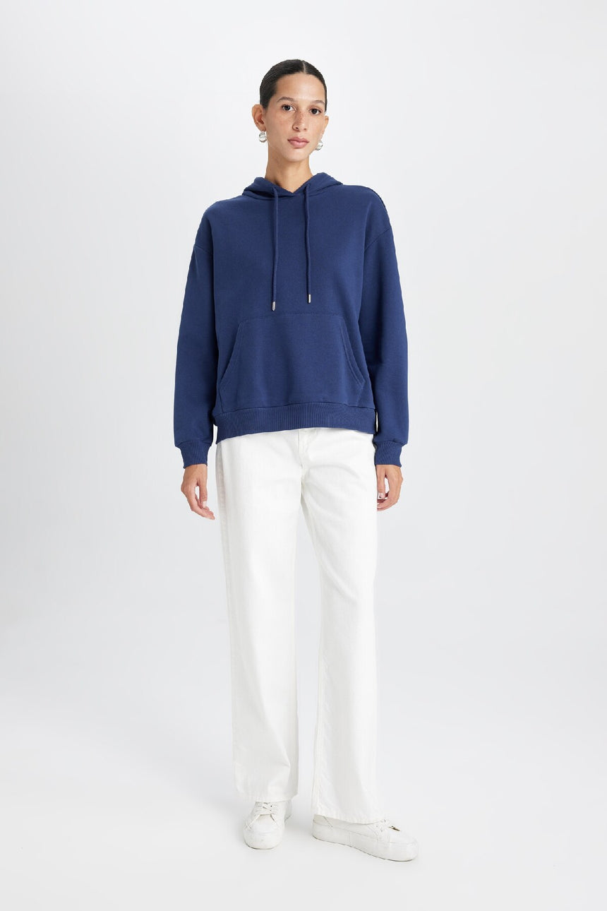 Defacto Kadın Sweat Shirt W1240Az - Koyu Lacivert