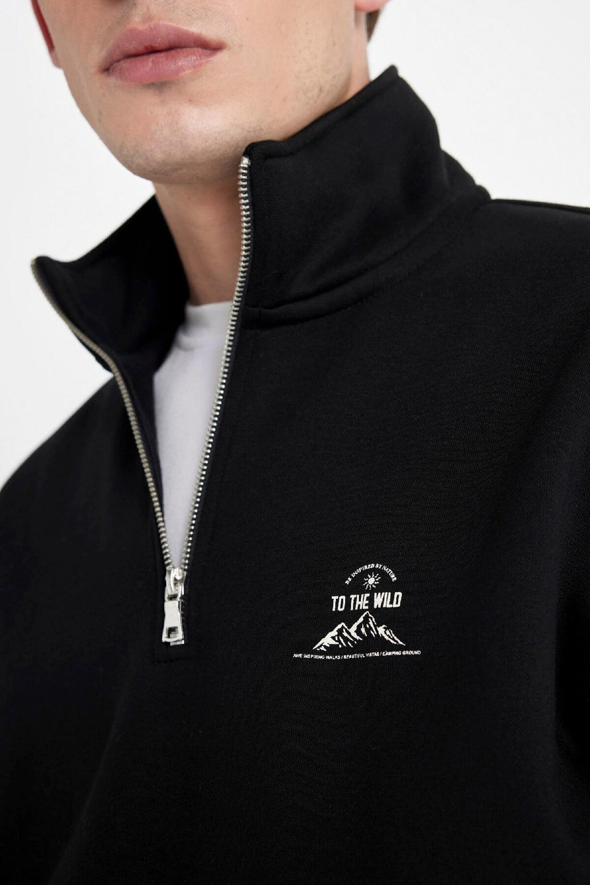 DeFacto Erkek Comfort Sweatshirt C6132AX - Siyah
