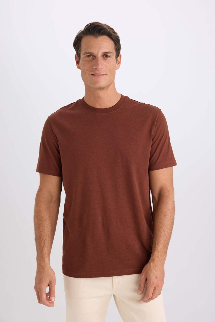 DeFacto V7699AZ Erkek T-Shirt - Kahverengi