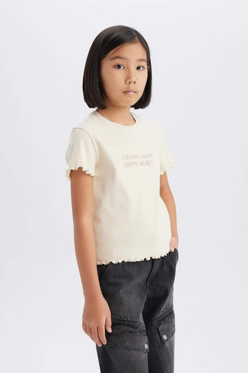 Defacto Çocuk Short Sleeve T-Shirt B6689A8 - Açık Gri/ Bej