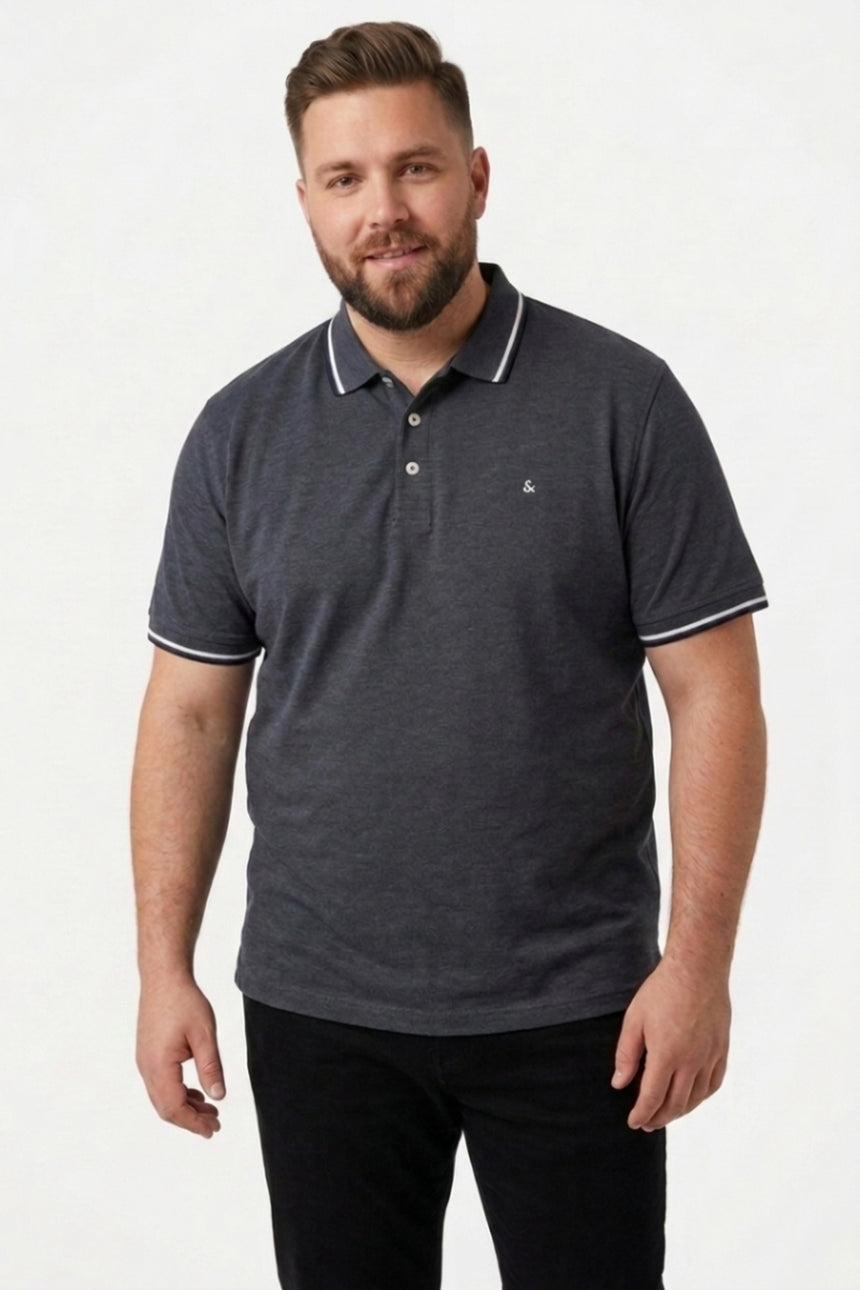 JACK&JONES PLUS JJEPAULOS POLO SS NOOS PLS 12143859 - Koyu Gri