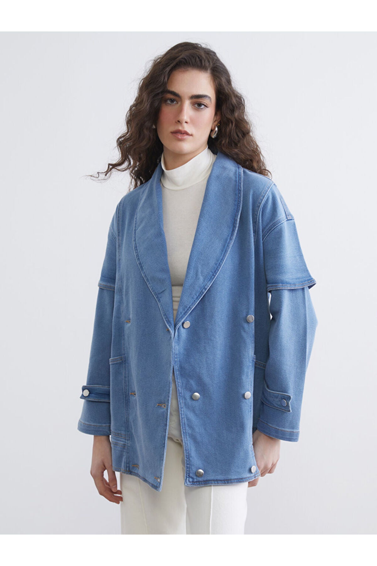 LC Waikiki Kadın Ceket S6LY05B8 - Açık Çivit Mavisi