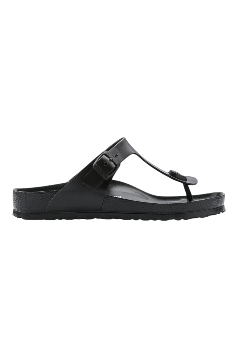Sporline Birkenstock Gizeh EVA siyah erkek parmak arası terlik, yan profil görünümü