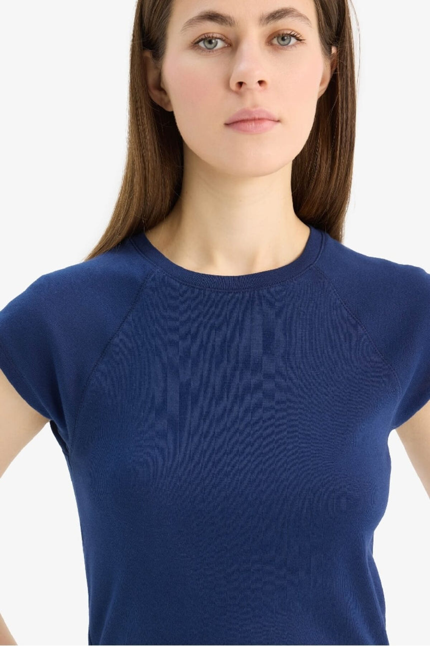 DeFacto C7334AX Kadın T-Shirt - Koyu Lacivert