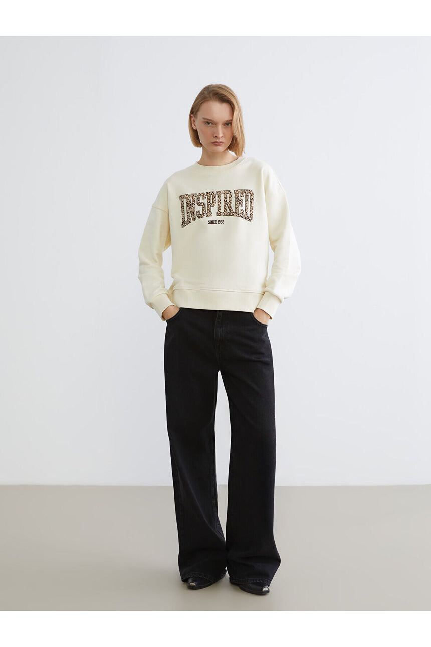 LC Waikiki Kadın Oversize Sweatshirt W5G611B8 - Açık Bej