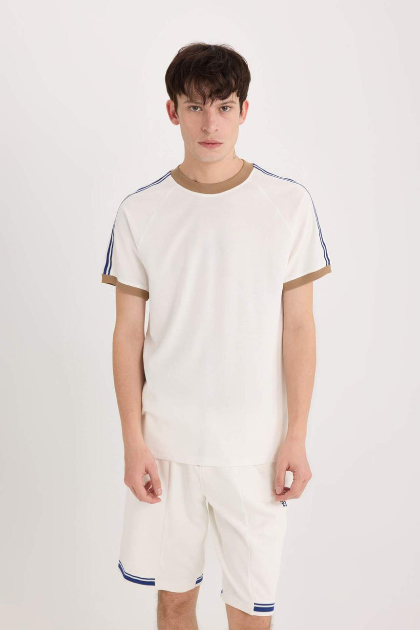 Defacto Erkek T-Shirt C2563Ax - Ekru