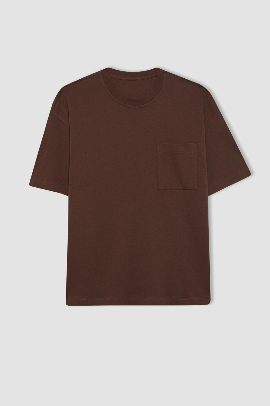 DEFACTO ERKEK T3661AZ T-SHIRT - Kahverengi