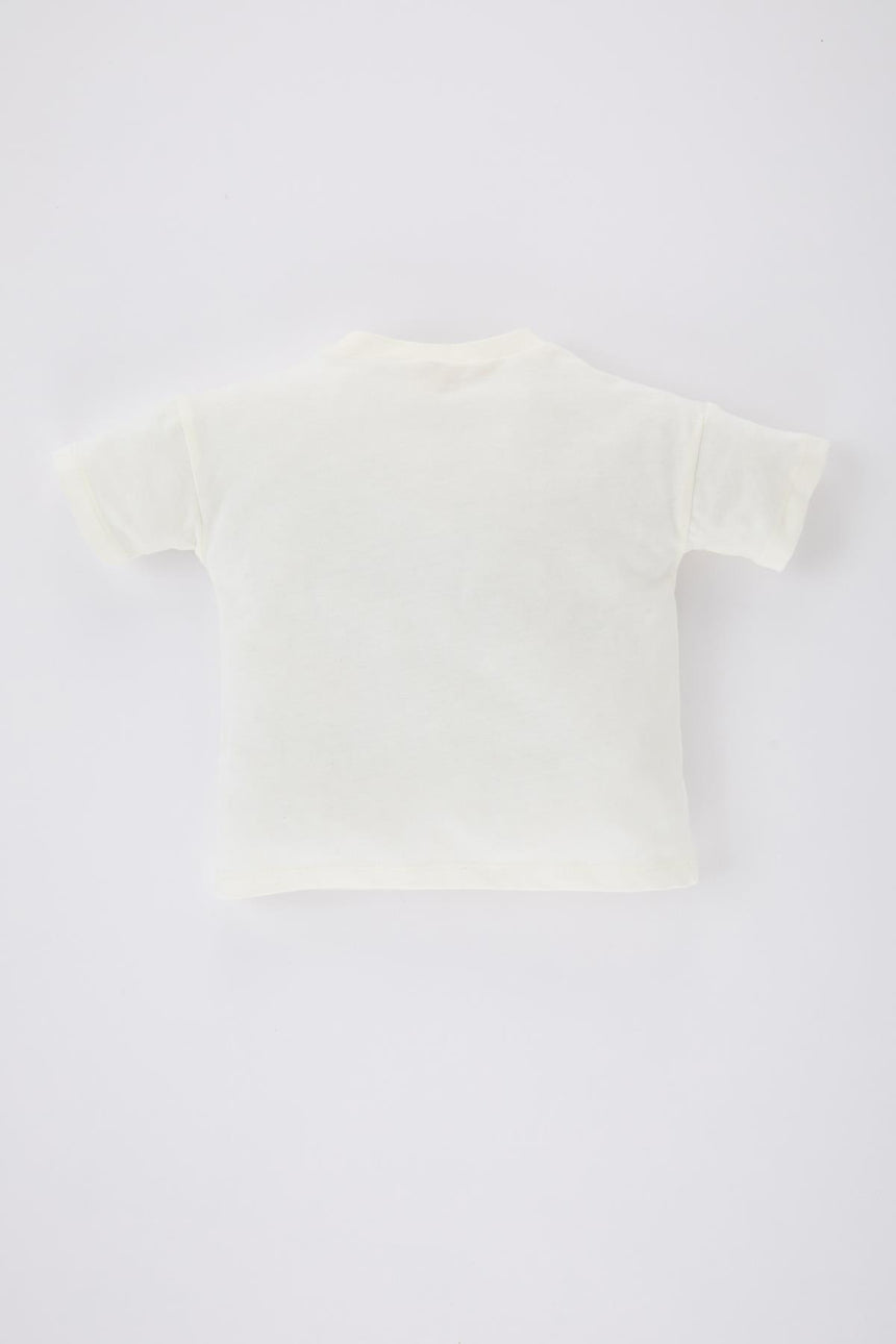 DeFacto Çocuk Slim Fit Kısa Kollu T-Shirt B7005A5 - Ekru