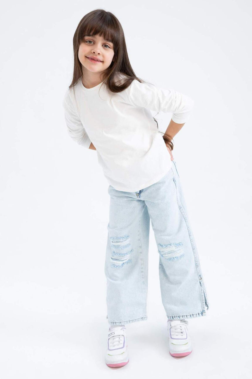 DeFacto Çocuk Crop Jean Pantolon Z4708A6 - Açık Mavi