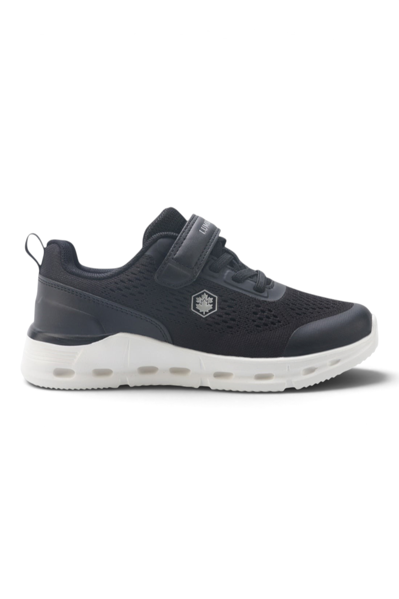 Sporline Lumberjack Meta siyah kadın tekstil sneaker, beyaz tabanlı ve cırt cırtlı günlük spor ayakkabı