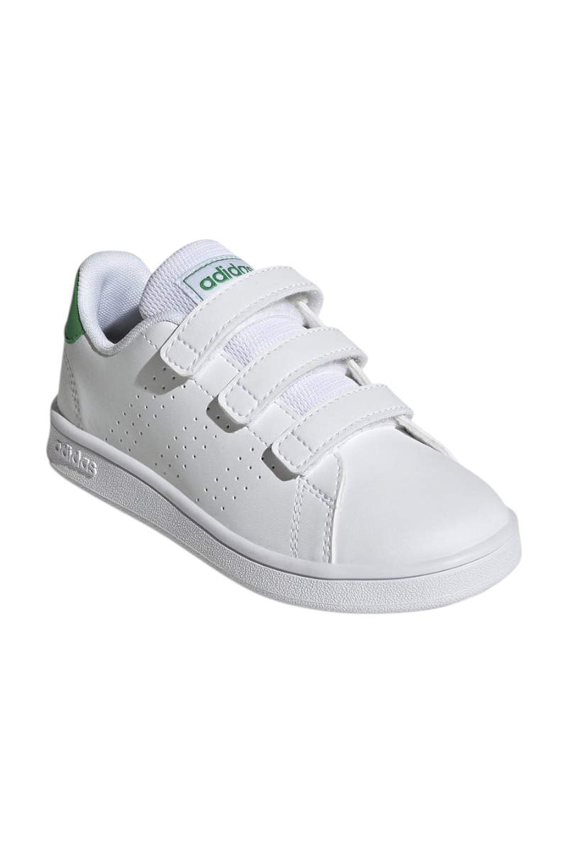 Sporline adidas Advantage Base beyaz suni deri çocuk sneaker, cırt cırtlı bantlı tasarım