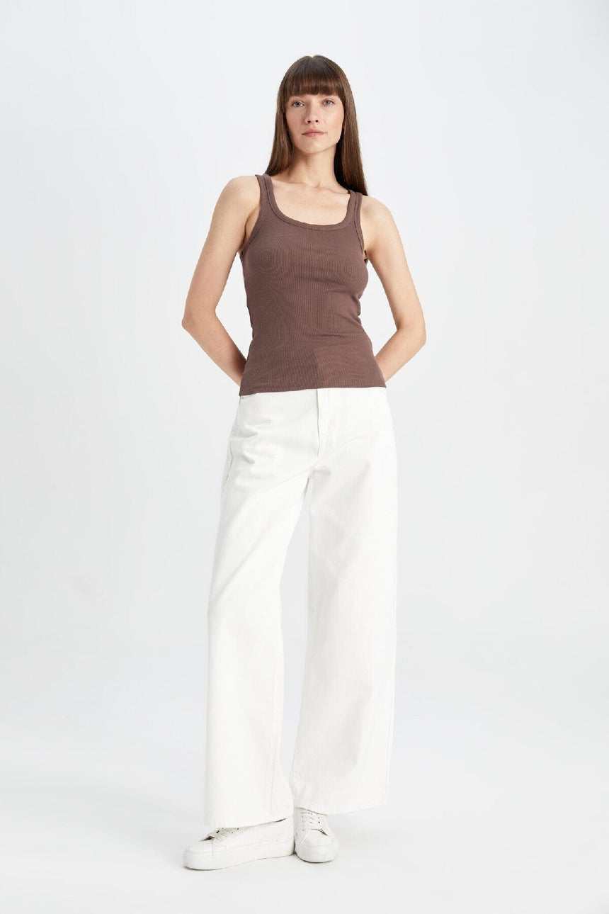 DeFacto Kadın Slim Fit Atlet A2366AX - Kahverengi