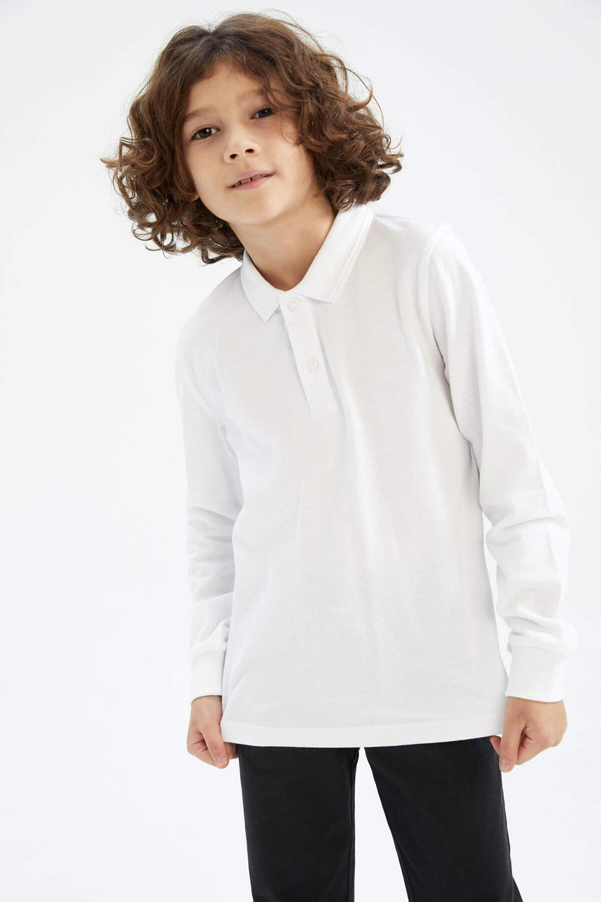 DeFacto L0288A6 Çocuk Polo Yaka T-Shirt - Beyaz
