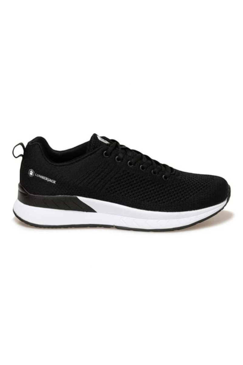 Sporline Lumberjack Connect siyah tekstil erkek sneaker, beyaz tabanlı günlük spor ayakkabı