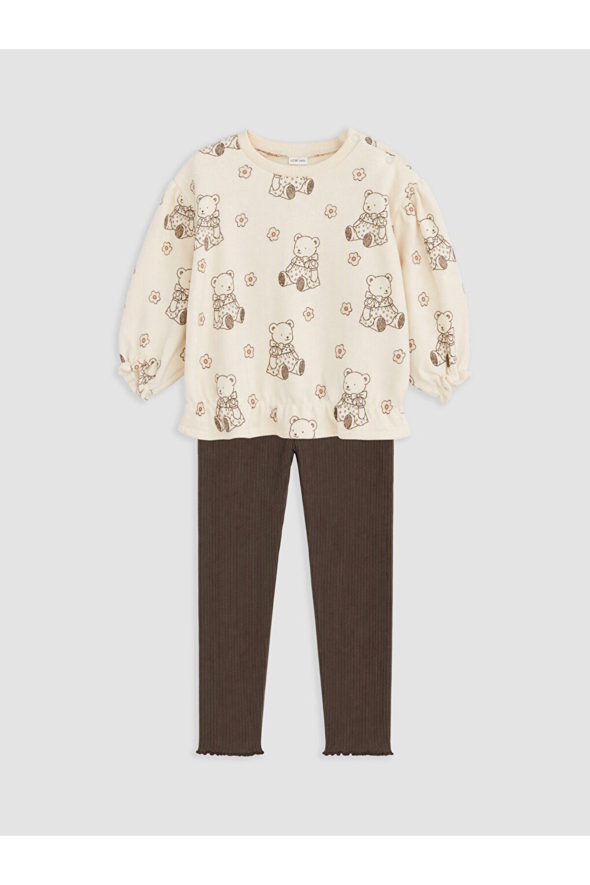 LC Waikiki Çocuk Sweatshirt Tayt Takımı W64008D1 - Krem