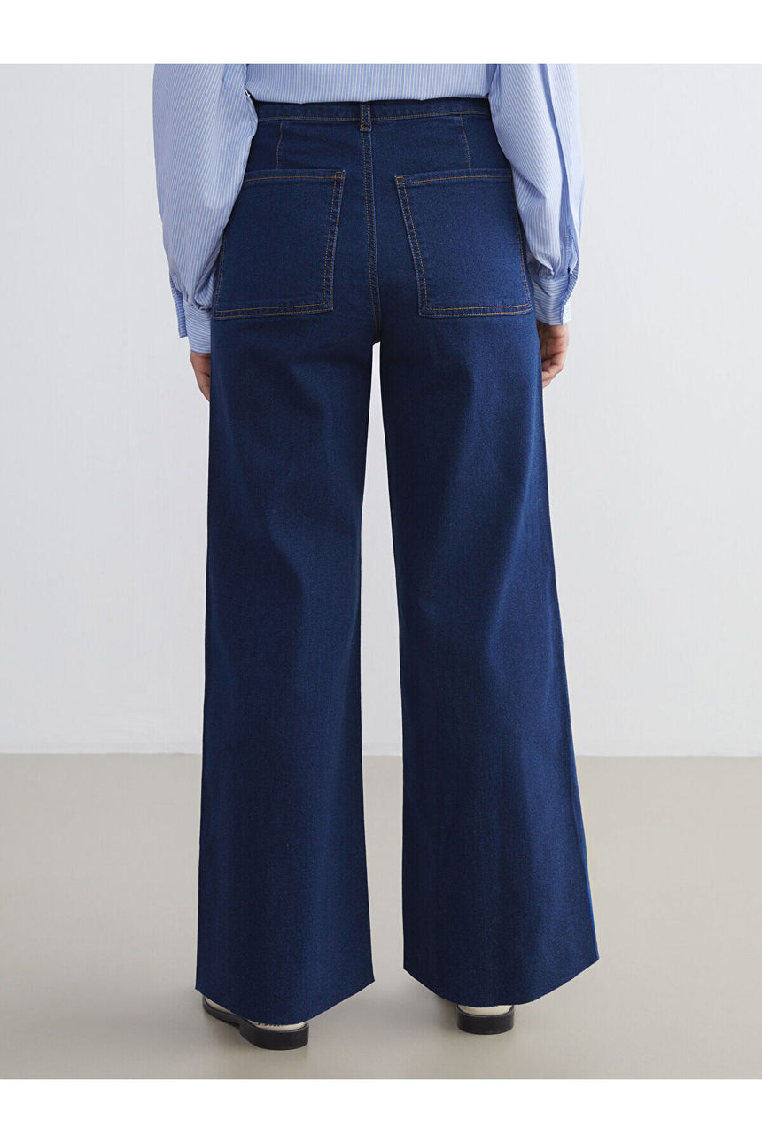 LC Waikiki Kadın Wide Leg Jean Pantolon W5DD03L8 - Koyu Mavi