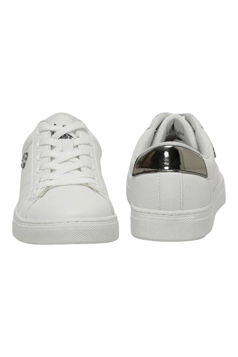 Sporline U.S. Polo Assn. beyaz PU kadın sneaker, topuk kısmında metalik detaylı günlük spor ayakkabı
